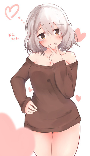 白髪美少女 肩だしセーター ｋま さんのイラスト ニコニコ静画 イラスト