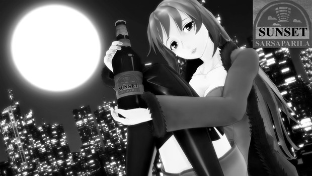 0215 モノクロ広告 サンセット サルサパリラ玲霞さん8 Mmdモノクロポートレート カトラス リトルジャックp さんのイラスト ニコニコ静画 イラスト