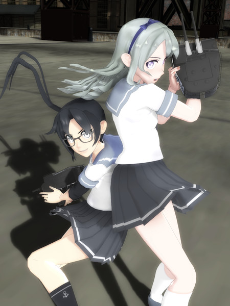 Mmd艦これ 狭霧 下がりません 良いねぇ 燃える展開だ 黒鬼式 天霧 狭霧 Miffysan さんのイラスト ニコニコ静画 イラスト