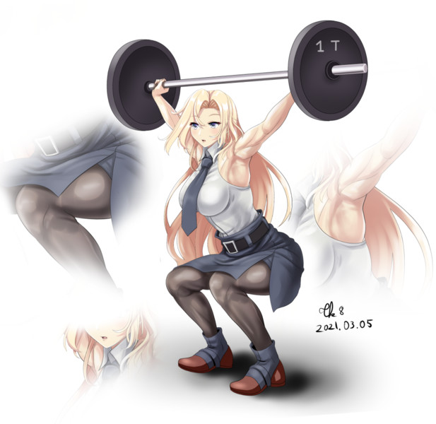 バーベルスクワット中のホーネットさん Tk8 さんのイラスト ニコニコ静画 イラスト