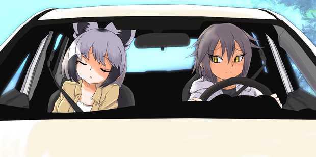 車の中で居眠りしちゃうオオミミギツネ 新快速さん さんのイラスト ニコニコ静画 イラスト