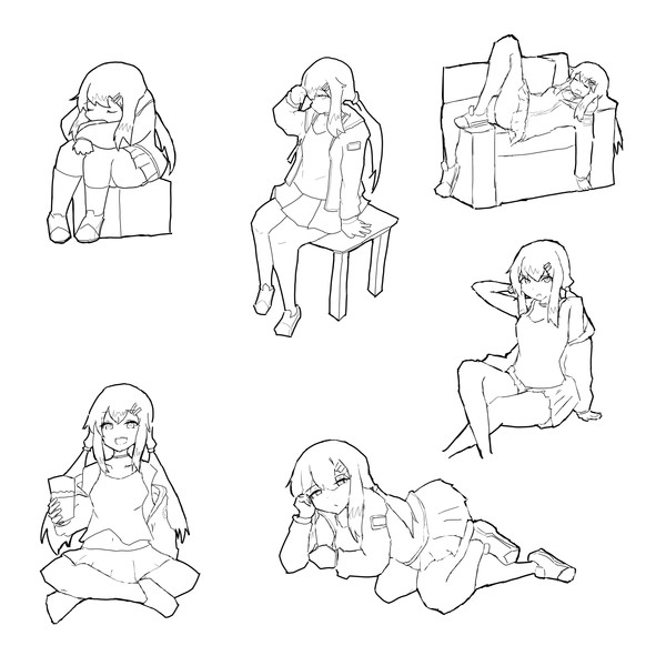 ポーズ練習模写fmrim 白手帳 さんのイラスト ニコニコ静画 イラスト