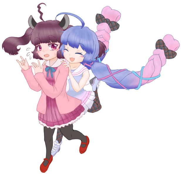きりたんに飛びつくウナちゃんとウナちゃんに飛びつかれるきりたん 鷹燕 さんのイラスト ニコニコ静画 イラスト