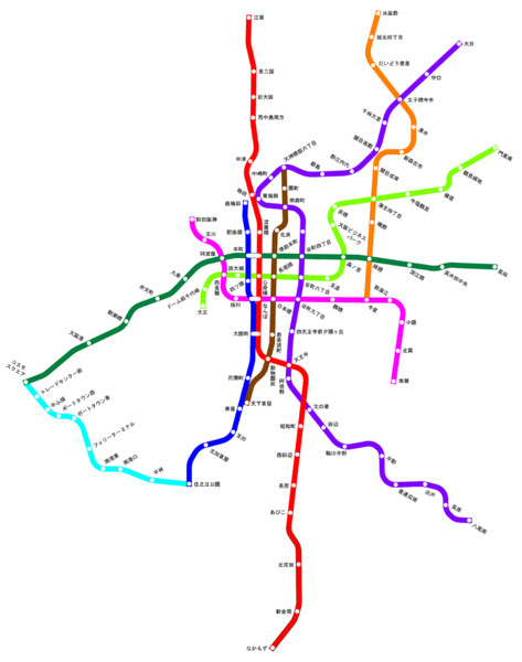 大阪メトロの路線図