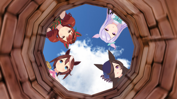 どこかの井戸からこちらを覗き込んでくるウマ娘たち クシカ さんのイラスト ニコニコ静画 イラスト