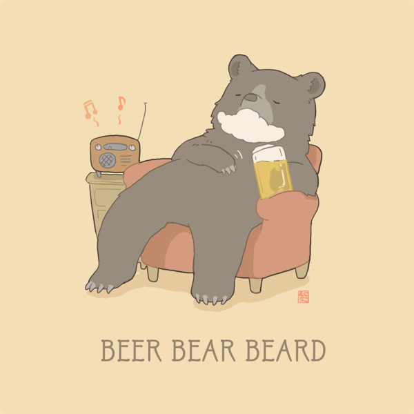 絵画。原画【ビールと熊】 ビールとクマとヒゲ / 秋おん さんのイラスト - ニコニコ静画