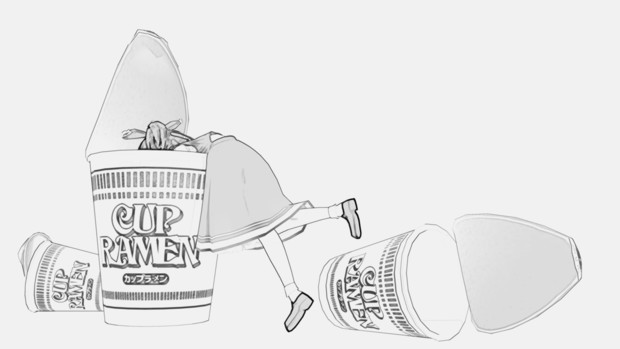 東方mmd 霊夢さんとカップラーメン アフロッグ さんのイラスト ニコニコ静画 イラスト