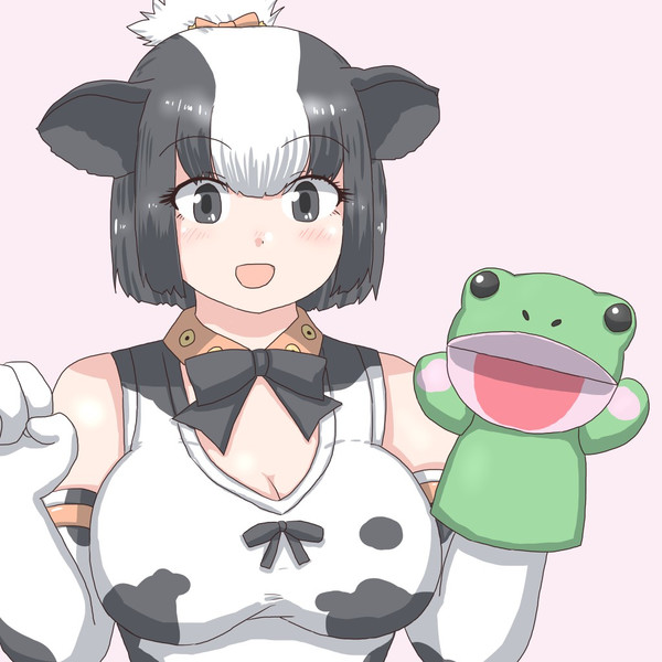 カエルのパペットとホルスタインちゃん 向山 さんのイラスト ニコニコ静画 イラスト