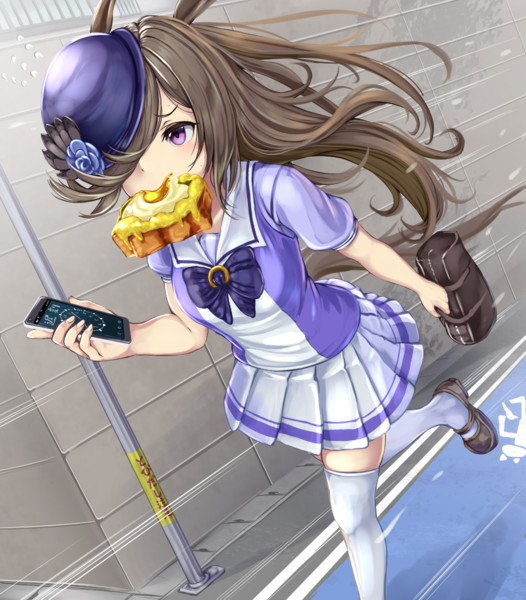 食パンくわえて走るライスシャワー モニカノ さんのイラスト ニコニコ静画 イラスト