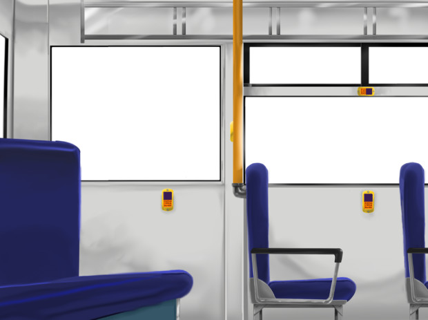 背景フリー配布 バス車内 後部座席 Flathead さんのイラスト ニコニコ静画 イラスト
