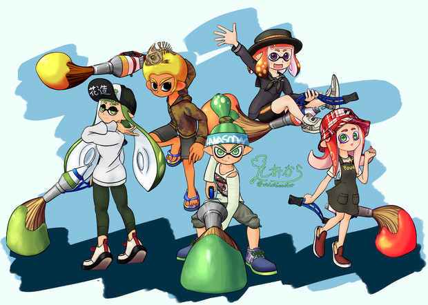Splatoon2 意地と気合と根性でパブロを使うイカとタコ しおから さんのイラスト ニコニコ静画 イラスト