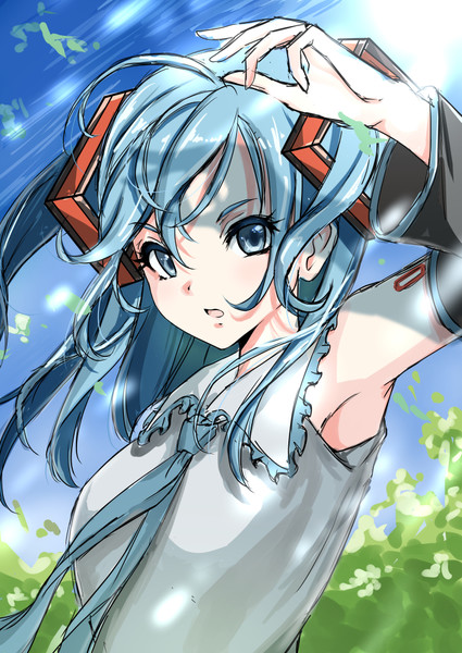 光の下のミク 藍咲シキ さんのイラスト ニコニコ静画 イラスト