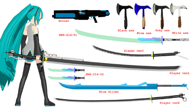 近接武器詰め合わせ Mmdアクセサリ配布 ロウロー さんのイラスト ニコニコ静画 イラスト