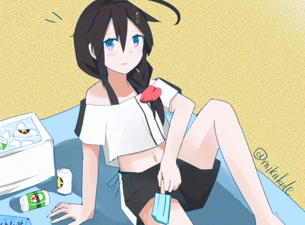 提督が海ではしゃいでるのを眺めてる時雨ちゃん みくらで さんのイラスト ニコニコ静画 イラスト