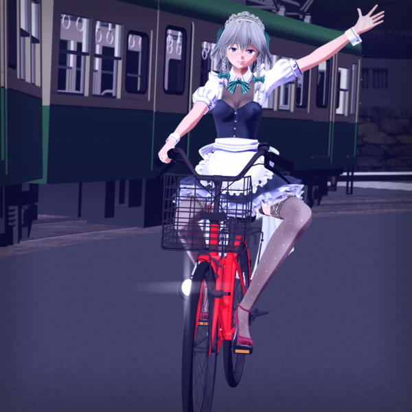 Mmd 自転車と路面電車 じゆうかうがい さんのイラスト ニコニコ静画 イラスト