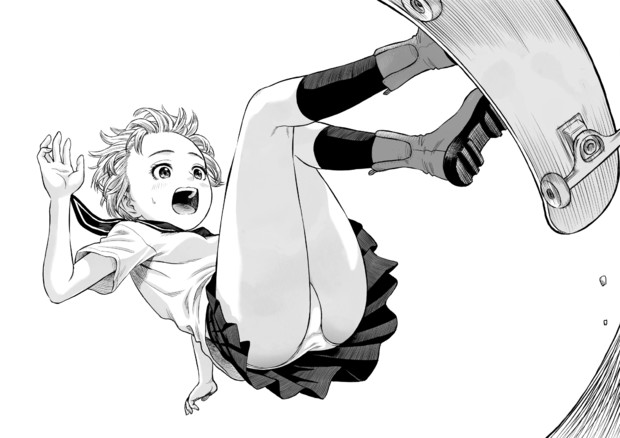 スケボーでこけてパンツ見えちゃう女の子 ワダチトイラスト さんのイラスト ニコニコ静画 イラスト