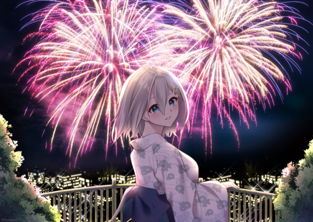 今年の夏は浜風と花火大会に行きました みまむぃ さんのイラスト ニコニコ静画 イラスト