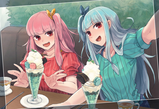 お姉ちゃんとチョコミントパフェ食べにきた ヨズミ 423 さんのイラスト ニコニコ静画 イラスト