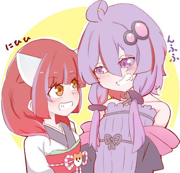 お互いの髪の毛にお互いの色のメッシュを入れてみたゆかりさんときりたん Tukasa さんのイラスト ニコニコ静画 イラスト