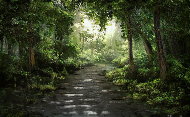 油絵 森の道 油絵 油彩 油彩画 絵画【秋の森の道】 | HIROSHI1990