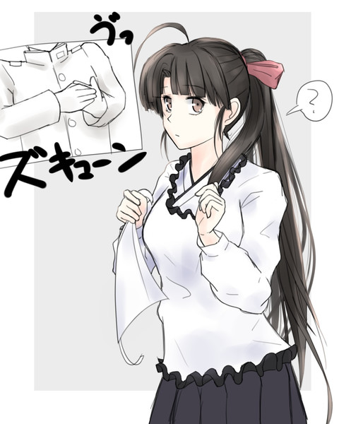 割烹着祥鳳さんの可愛さの秘密は三角巾に隠されたポニテにあったのだ とらぼるた さんのイラスト ニコニコ静画 イラスト