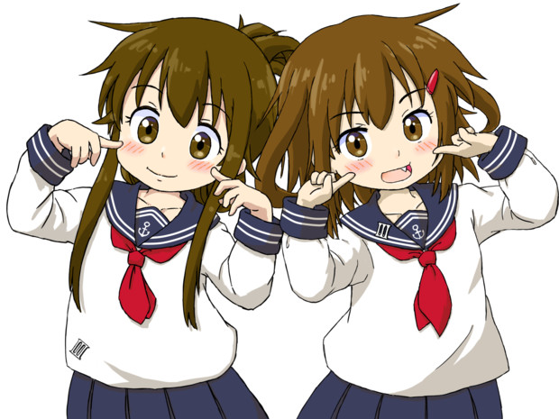 二人そろってはいポーズ ざつ さんのイラスト ニコニコ静画 イラスト
