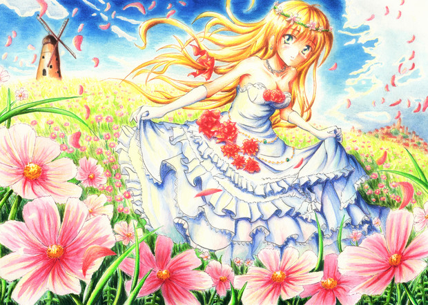 コスモス畑とお姫様 ふっふー さんのイラスト ニコニコ静画 イラスト