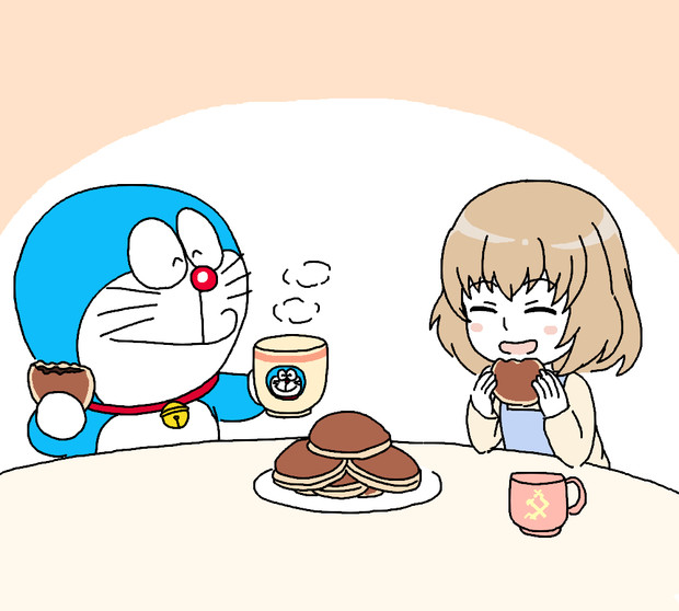 どら焼きを食べるドラちゃんとカッちゃん えむけー さんのイラスト ニコニコ静画 イラスト