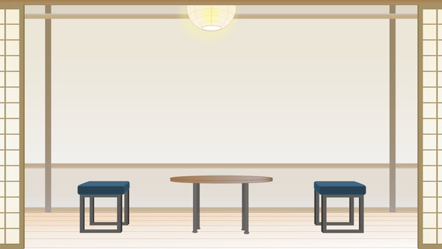 【背景用素材】和風、対面テーブル