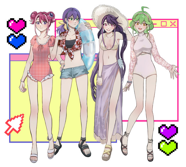遊戯王　柚子シリーズ　ウェディング　柚子&amp;セレナ&amp;リン&amp;瑠璃  スリーブ　セット 遊戯王」柚子 瑠璃 リン セレナ スリーブ ウエディング ビキニ