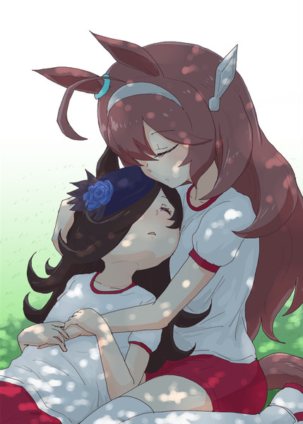 木陰で休憩するミホノブルボンとライスシャワー あすにゃん さんのイラスト ニコニコ静画 イラスト