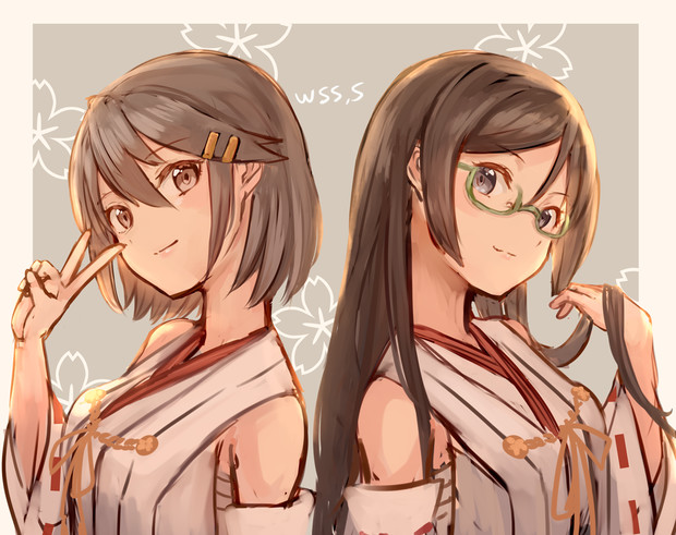 ショートヘア榛名ロングヘア霧島さん Wss さんのイラスト ニコニコ静画 イラスト