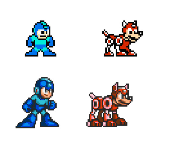 ドット絵 「ロックマンとラッシュ(RS7X)」FC&SFC コラボ