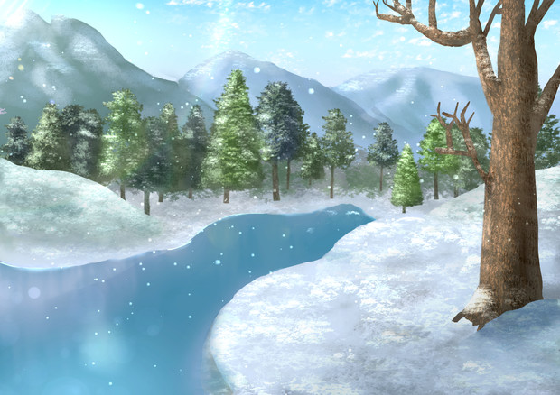 フリー素材 雪の日の湖 てらしー さんのイラスト ニコニコ静画 イラスト