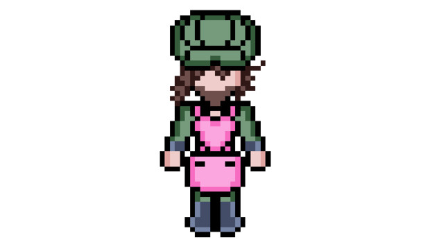 ドット絵 鳴花ーズ冒険記のサム ヨシノ エプロンver くまだかわい さんのイラスト ニコニコ静画 イラスト