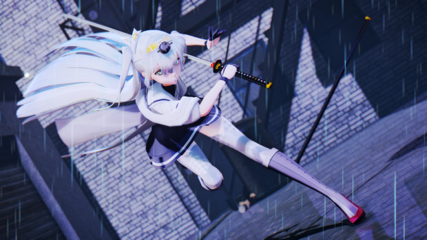 雨滴る刀の冬月