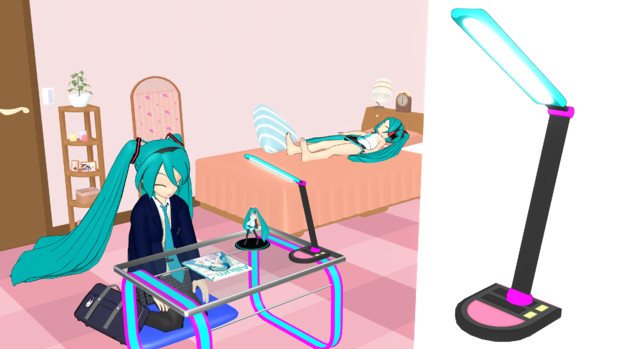 初音ミクコラボレーション製品っぽいＬＥＤスタンドライトのモデルの配布