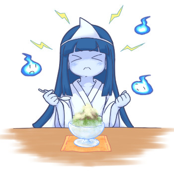 かき氷をeatする女の子幽霊さん