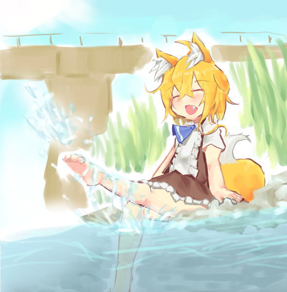 川の土手の下で涼むリランちゃん / 白手帳 さんのイラスト ニコニコ静画 (イラスト)