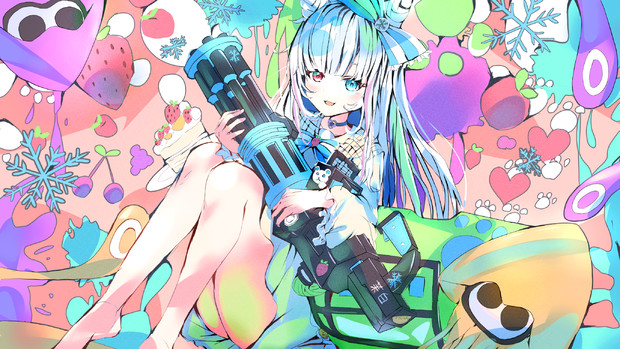 スプラトゥーン Vtuber 水瀬茉白様 サムネ 依頼絵19 Commission ほねほね イラスト依頼６月に再開 さんのイラスト ニコニコ静画 イラスト
