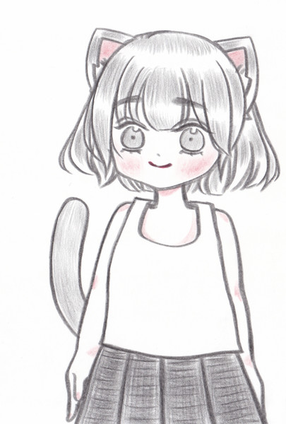 タンクトップねこちゃん 女の子かきますちゃん さんのイラスト ニコニコ静画 イラスト