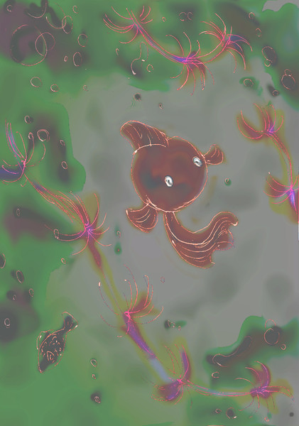 水草と金魚 着色 加工１ ｒｋ さんのイラスト ニコニコ静画 イラスト