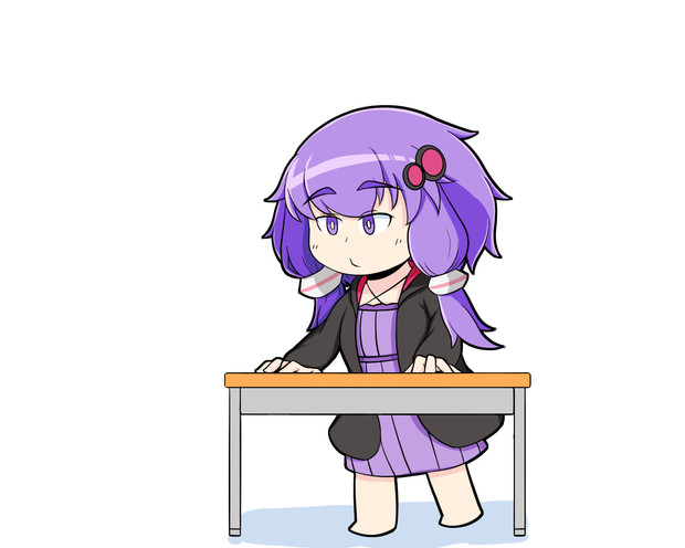 机をピアノに見立てるゆかりさん