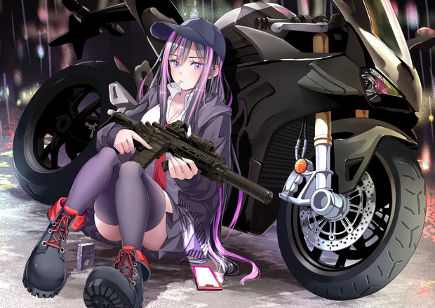 バイク 銃 女の子 絢瀬 あとり さんのイラスト ニコニコ静画 イラスト