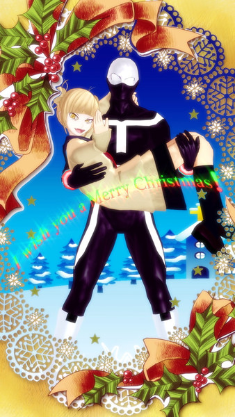 【クリスマスカード】楽しいXmasを皆さんへ（仲良し二人組ver）