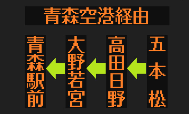 レア方向幕】青森市バス（浪岡線空港経由）のLED方向幕（弘南