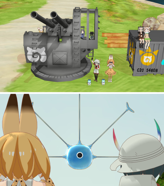 八九式十二糎七高角砲で射撃するかばんちゃん / チムノム さんのイラスト ニコニコ静画 (イラスト)