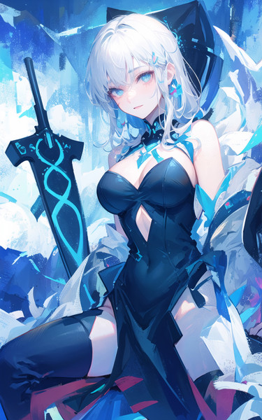 アニメ風の女性キャラクター 全身イラストのイラスト素材