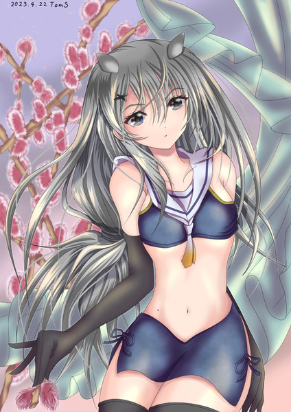 伊二百一型潜水艦とネコヤナギの花穂