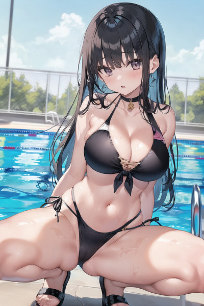 二次元　黒髪　開脚 